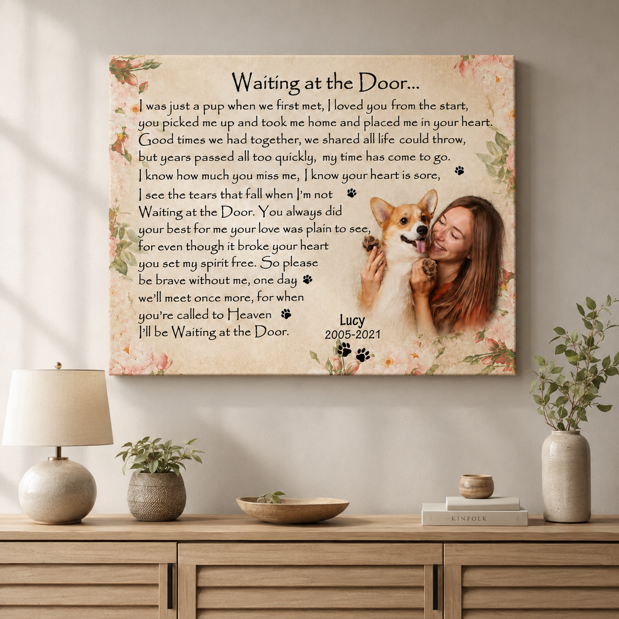 Waiting At The Door Dog Poem | Custom Dog Memorial Canvas Print