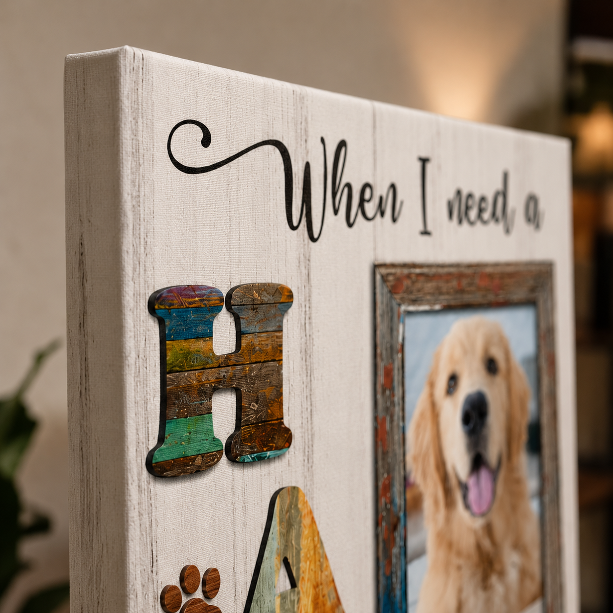 When I Need A Hand I Found Your Paw Losing Dog Quote | Custom Dog Memorial Canvas Print