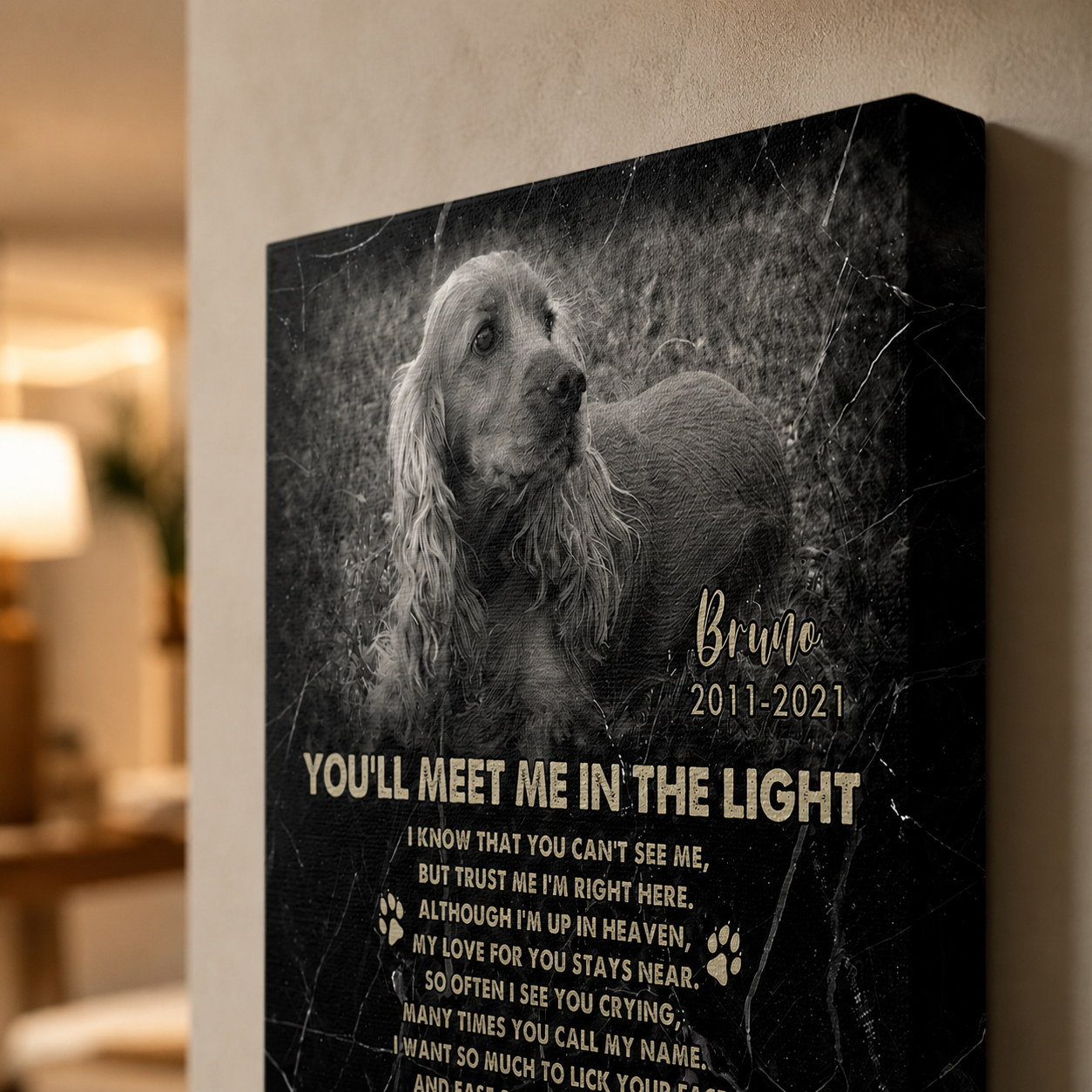 You'll Meet Me In The Light Poem | Custom Dog Memorial Canvas | Dog Memorial Gifts