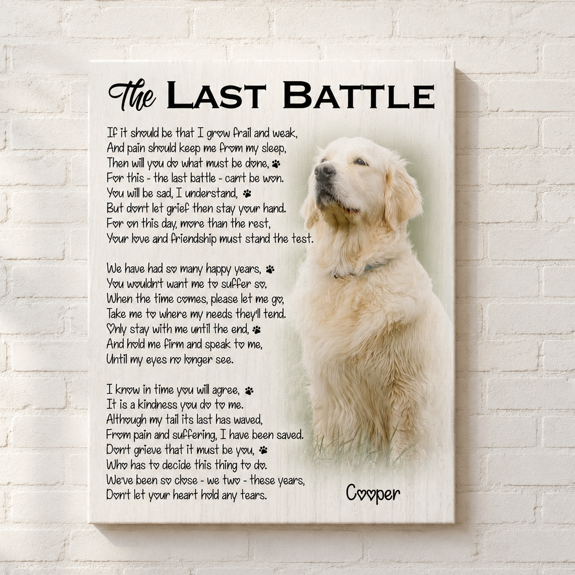 The Last Battle Dog Poem | Custom Dog Memorial Canvas | Dog Memorial Gifts