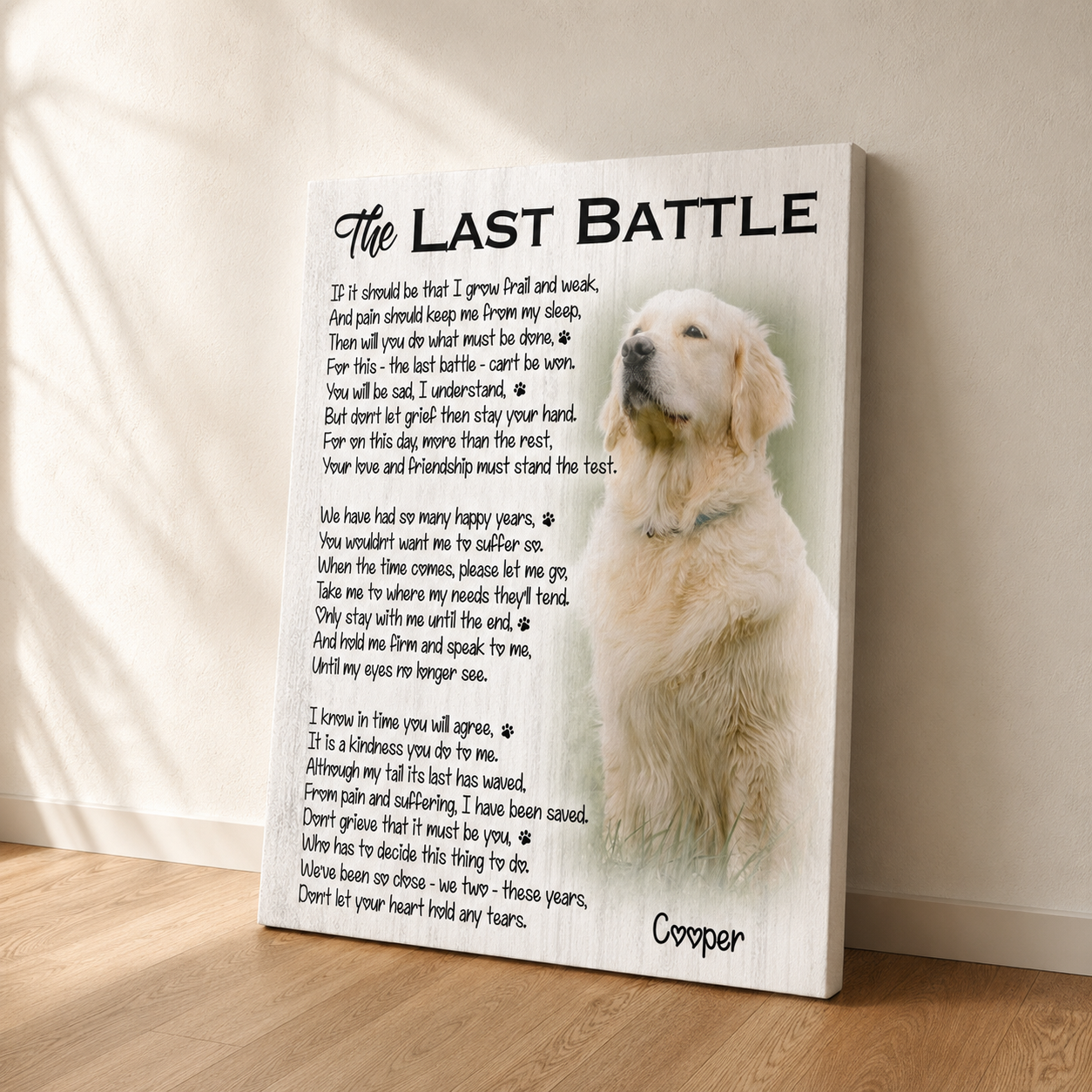 The Last Battle Dog Poem | Custom Dog Memorial Canvas | Dog Memorial Gifts