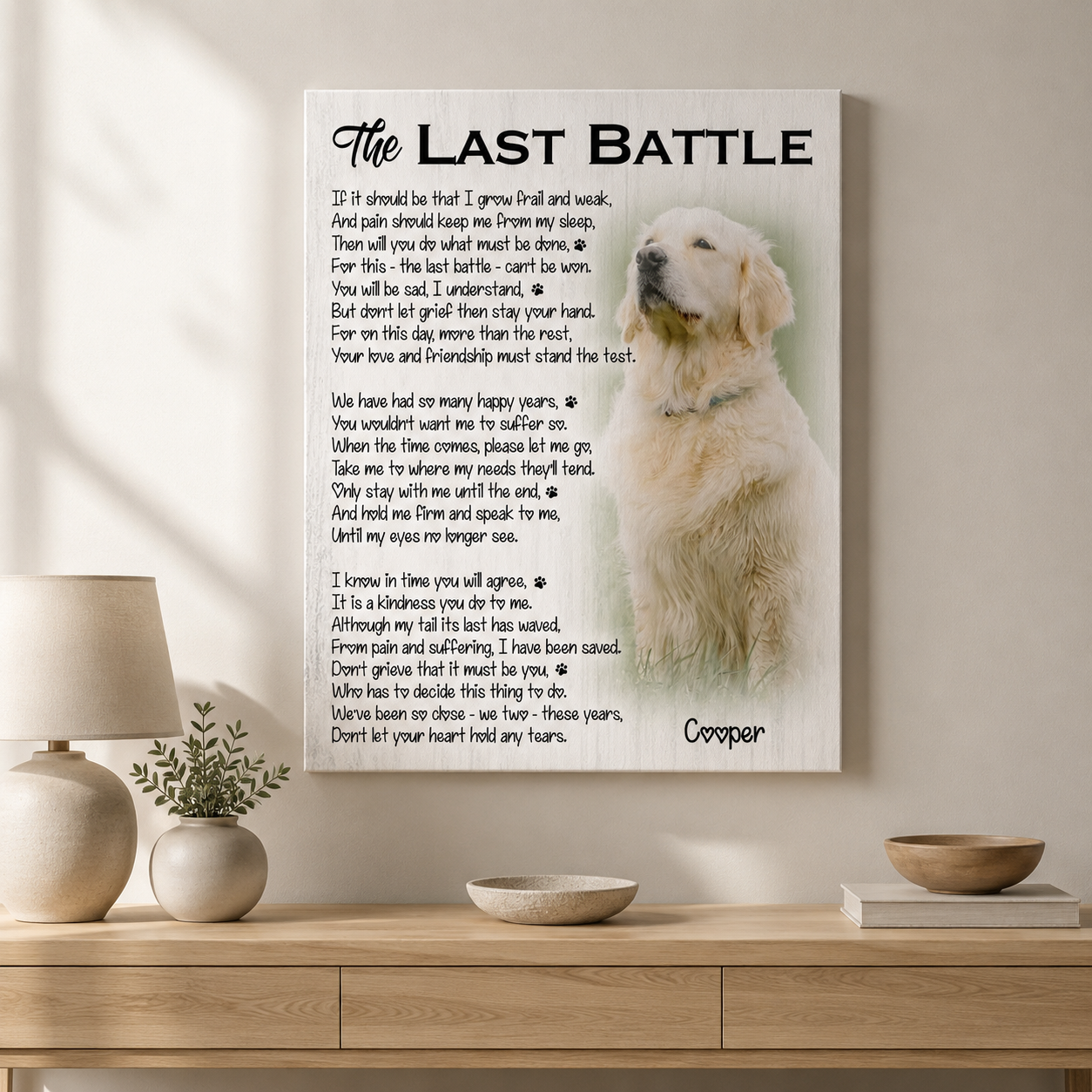 The Last Battle Dog Poem | Custom Dog Memorial Canvas | Dog Memorial Gifts