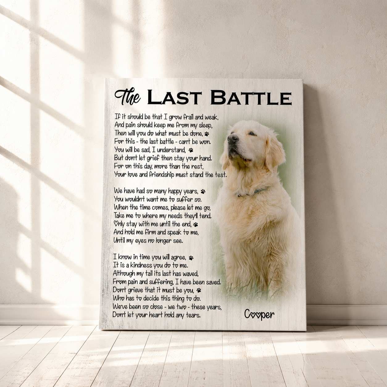 The Last Battle Dog Poem | Custom Dog Memorial Canvas | Dog Memorial Gifts