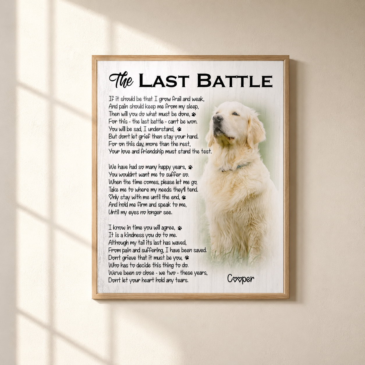 The Last Battle Dog Poem | Custom Dog Memorial Canvas | Dog Memorial Gifts