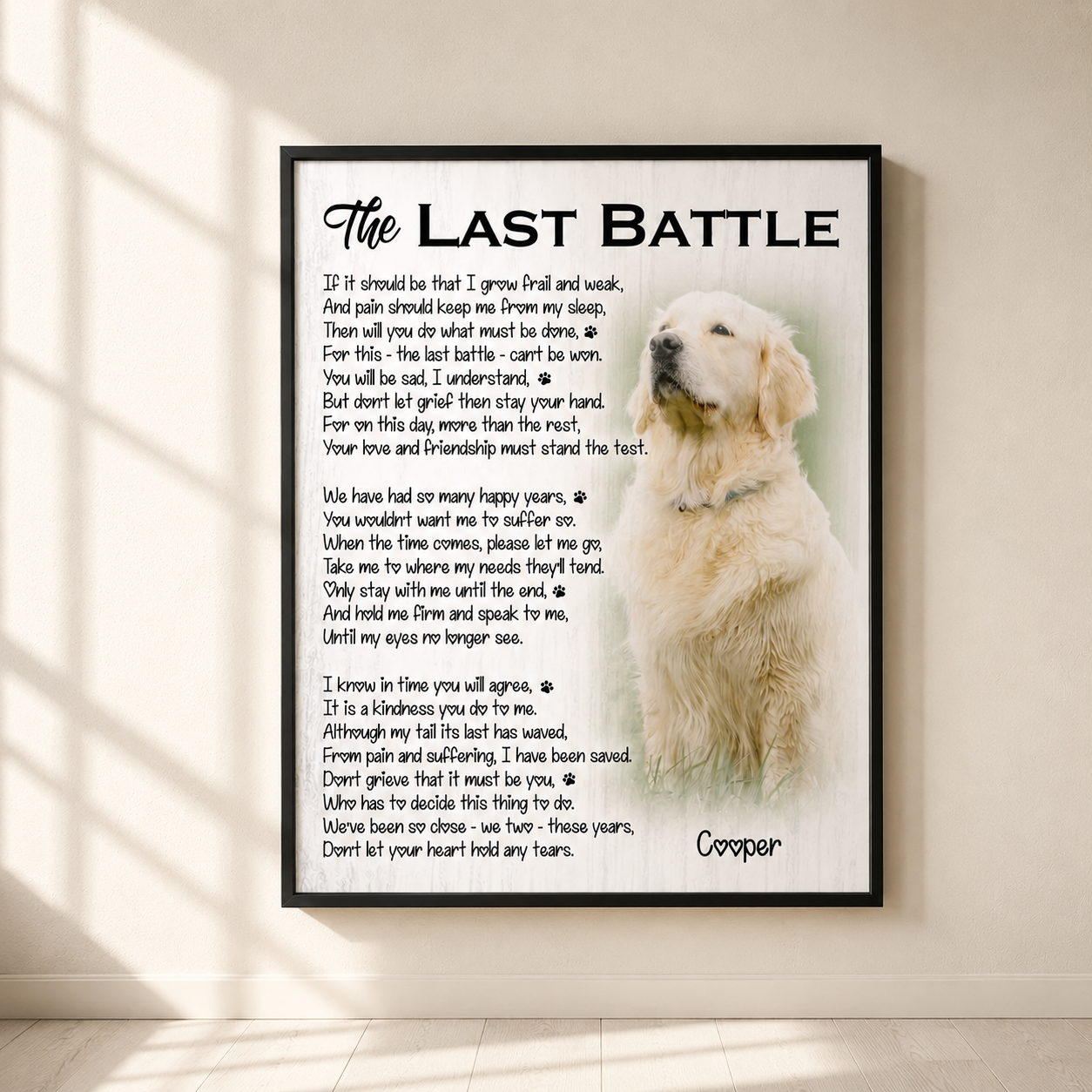 The Last Battle Dog Poem | Custom Dog Memorial Canvas | Dog Memorial Gifts
