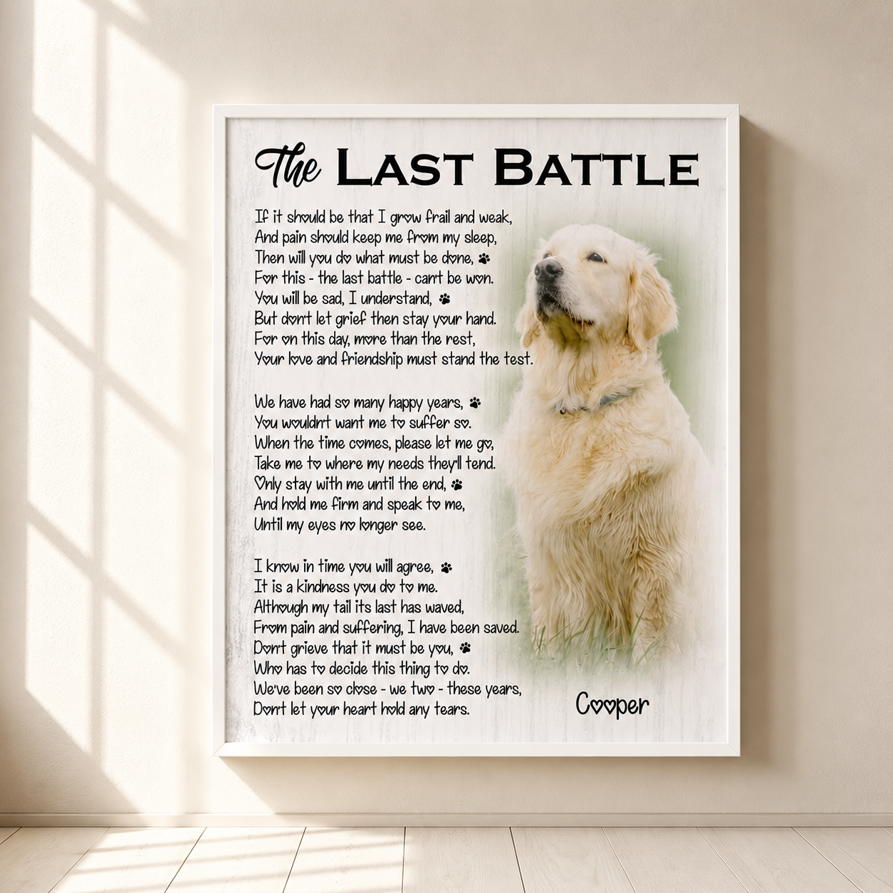 The Last Battle Dog Poem | Custom Dog Memorial Canvas | Dog Memorial Gifts