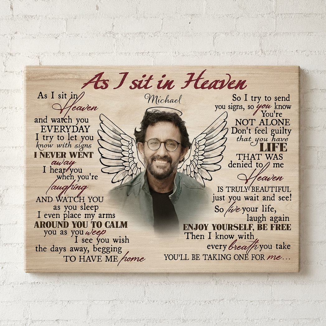 As I Sit In Heaven Poem | Custom Memorial Canvas Print
