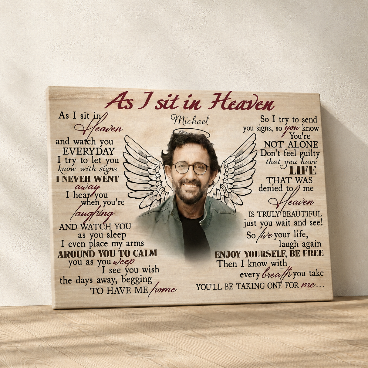 As I Sit In Heaven Poem | Custom Memorial Canvas Print
