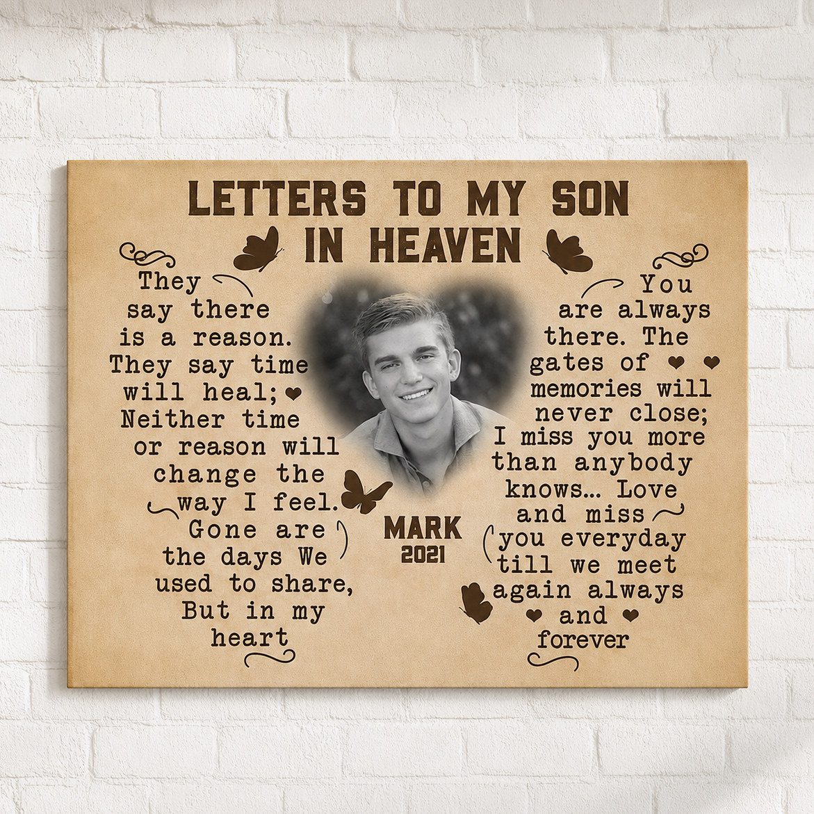 Letters To My Son In Heaven Poem Memorial Canvas | Memorial Gift For Loss