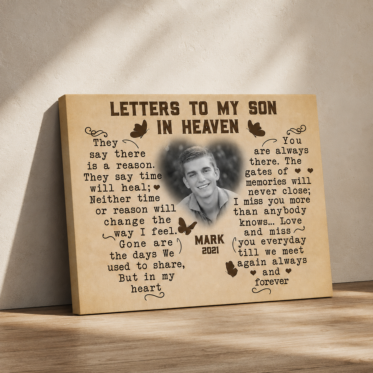 Letters To My Son In Heaven Poem Memorial Canvas | Memorial Gift For Loss