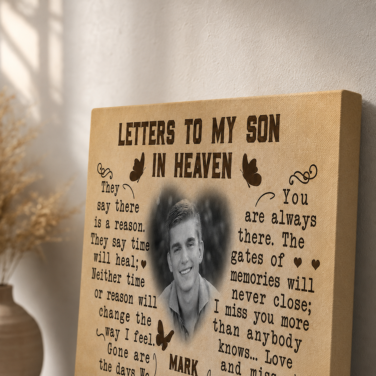 Letters To My Son In Heaven Poem Memorial Canvas | Memorial Gift For Loss