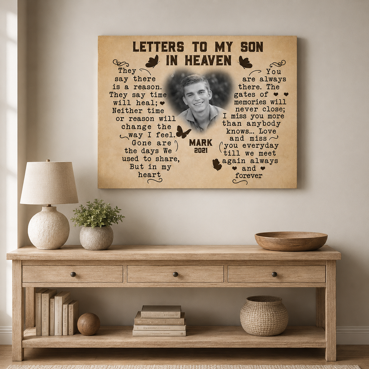 Letters To My Son In Heaven Poem Memorial Canvas | Memorial Gift For Loss