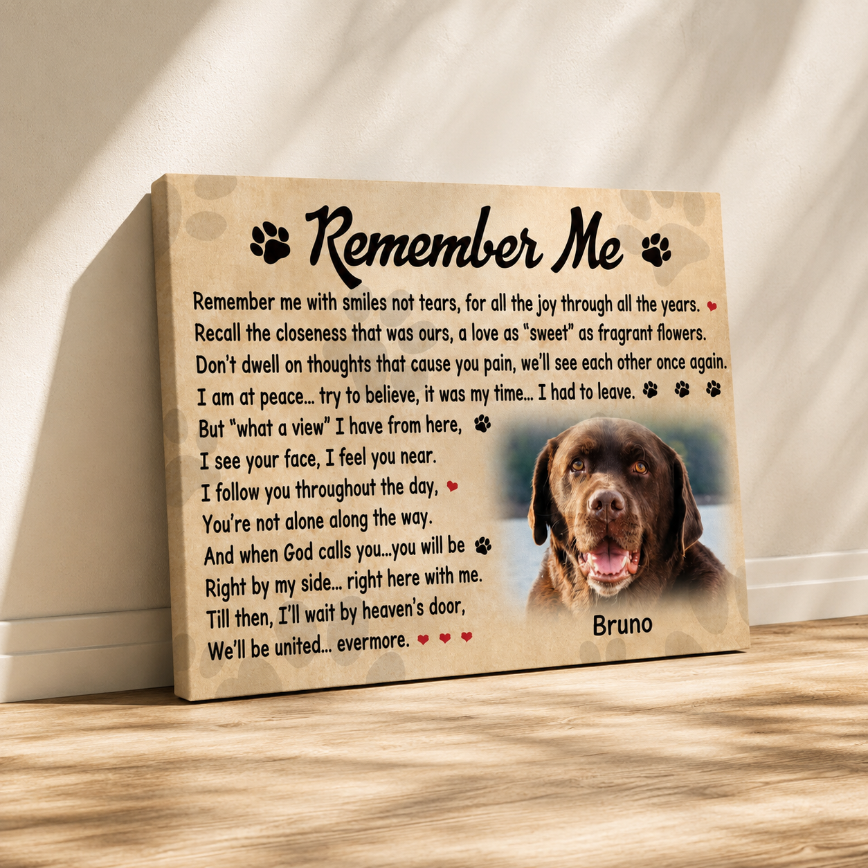Remember Me Dog Poem | Custom Dog Memorial Canvas | Dog Memorial Gifts