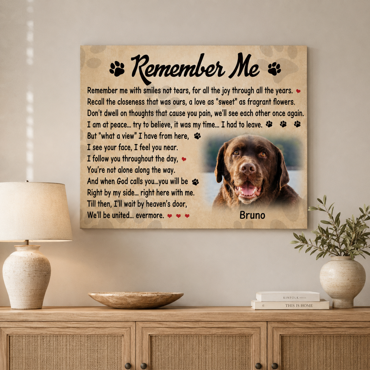 Remember Me Dog Poem | Custom Dog Memorial Canvas | Dog Memorial Gifts