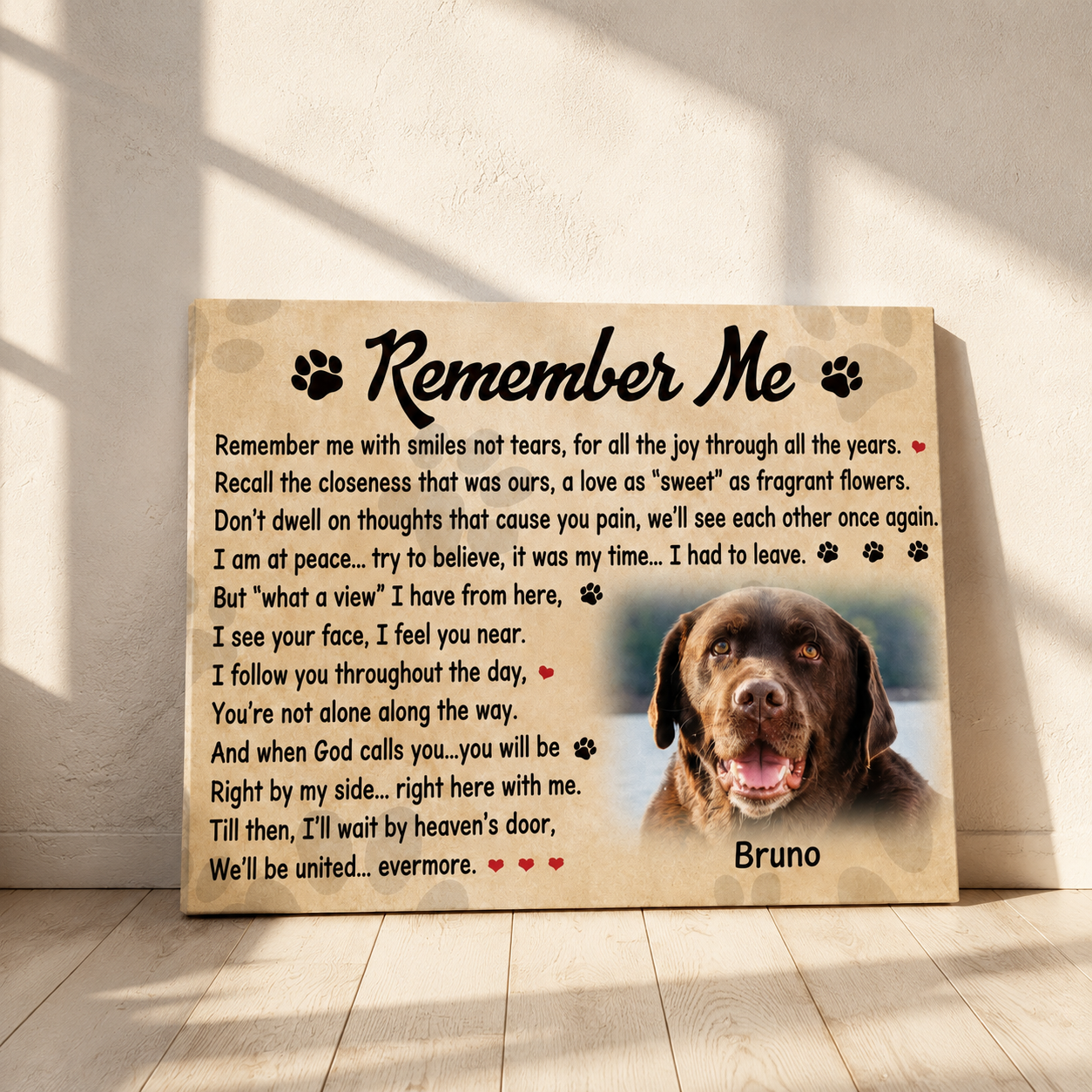 Remember Me Dog Poem | Custom Dog Memorial Canvas | Dog Memorial Gifts