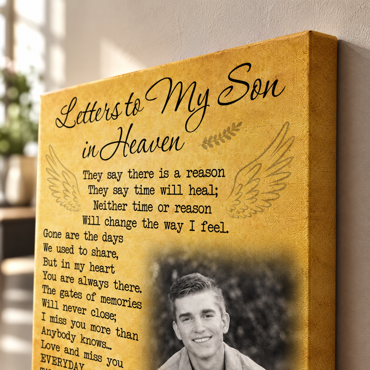 Letters To My Son In Heaven Sympathy Poem For Loss Of Son | Custom Memorial Canvas Print
