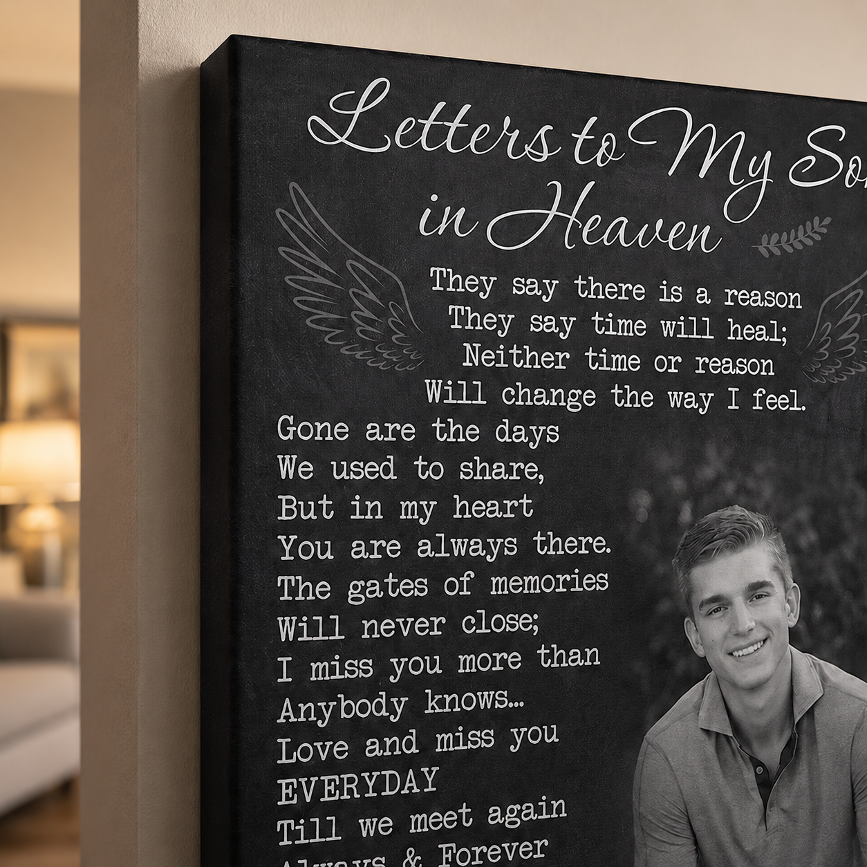 Letters To My Son In Heaven Sympathy Poem For Loss Of Son | Custom Memorial Canvas Print