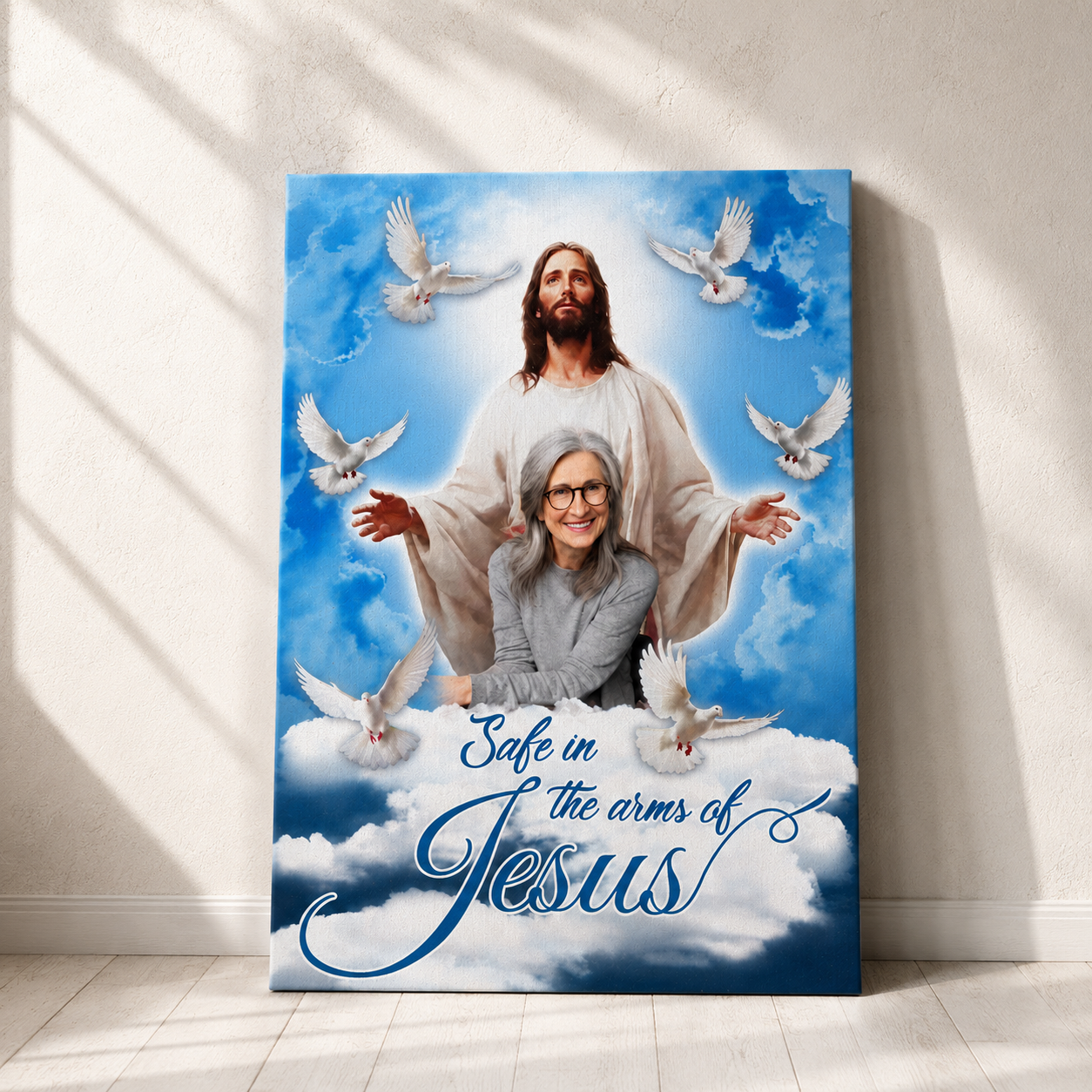Safe In The Arm Of Jesus | Custom Memorial Canvas Print