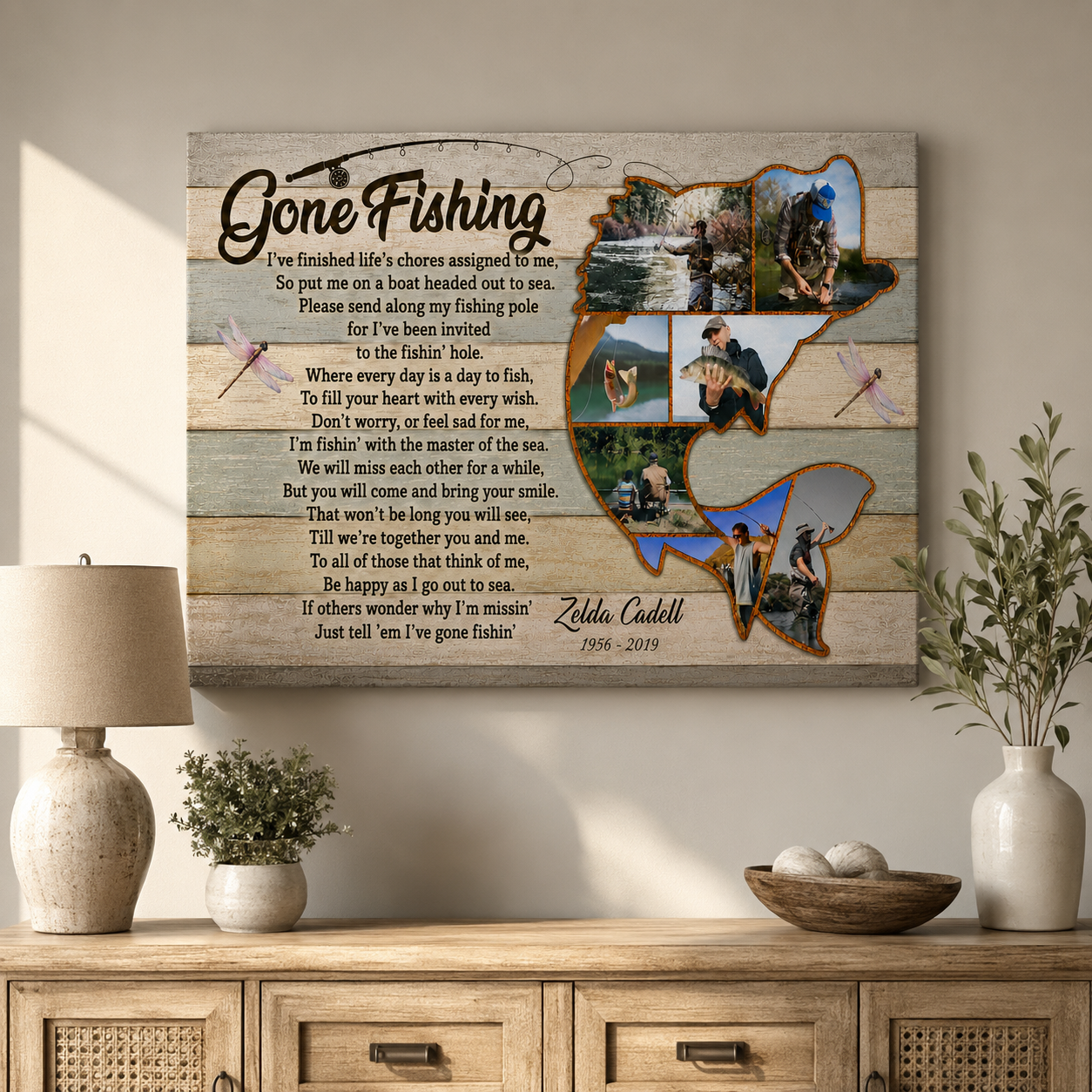 Gone Fishing Loss Memorial Canvas | Loss Memorial Gifts