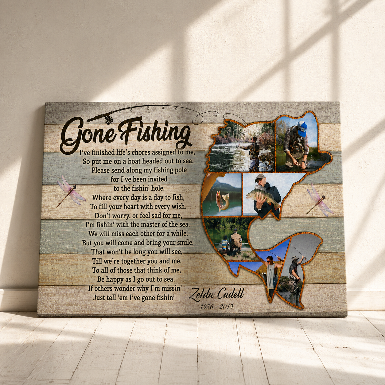 Gone Fishing Loss Memorial Canvas | Loss Memorial Gifts