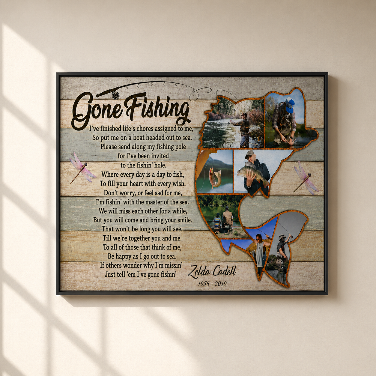 Gone Fishing Loss Memorial Canvas | Loss Memorial Gifts