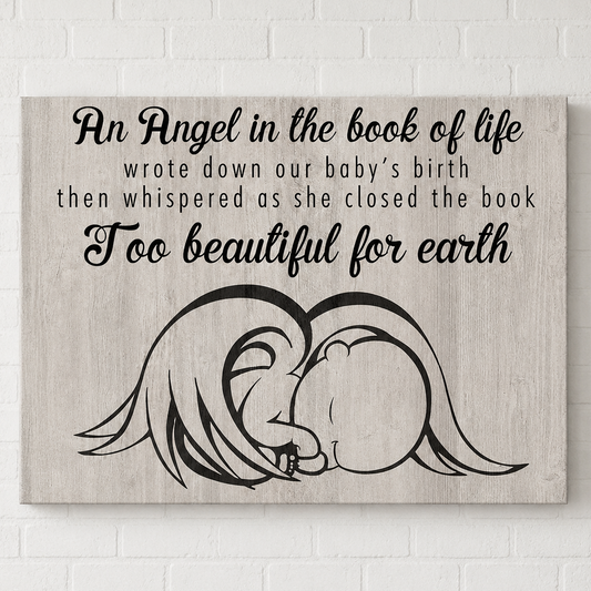 Miscarriage Gift | Too Beautiful For Earth | Memorial Canvas Print