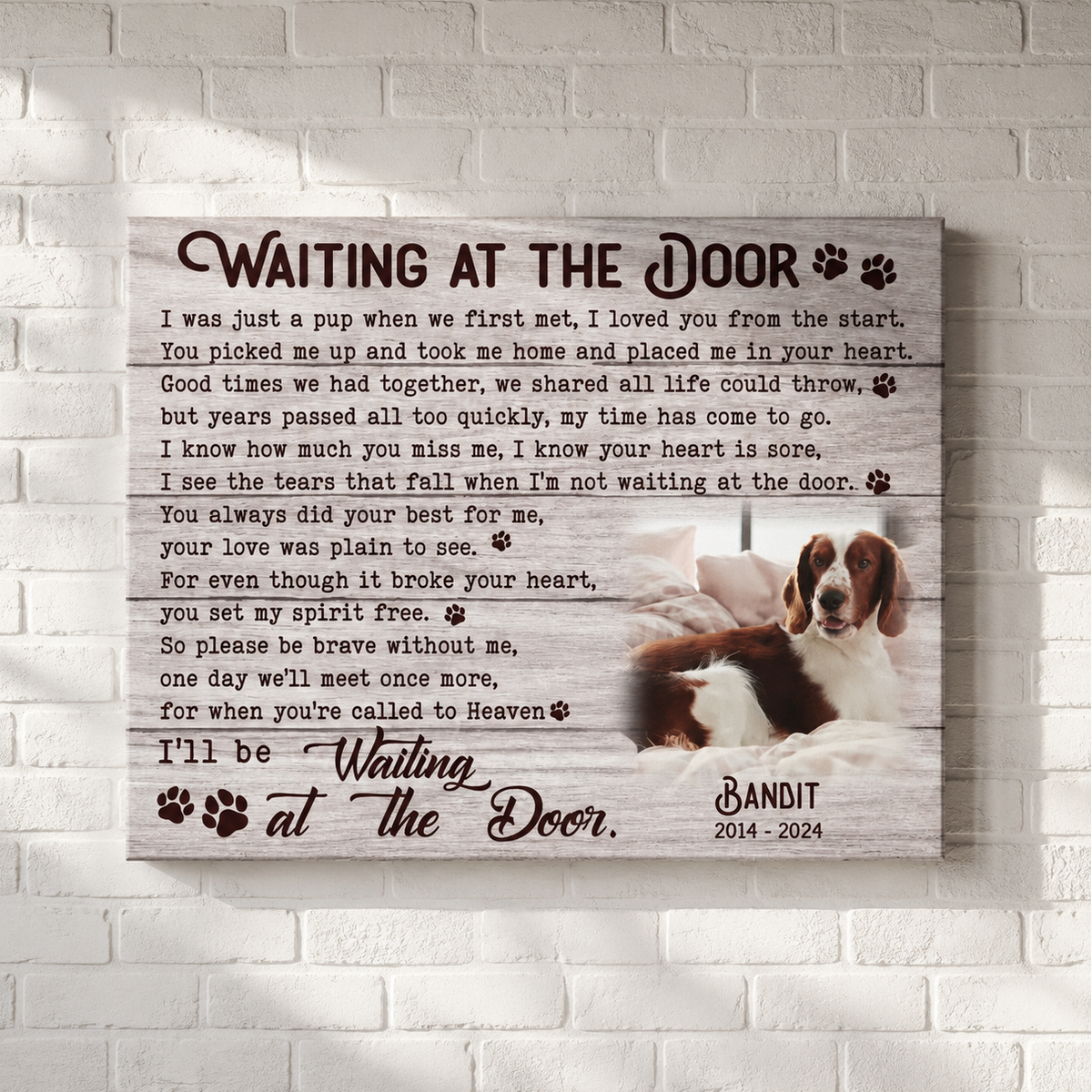 Waiting At The Door Poem | Custom Dog Memorial Canvas | Dog Memorial Gifts