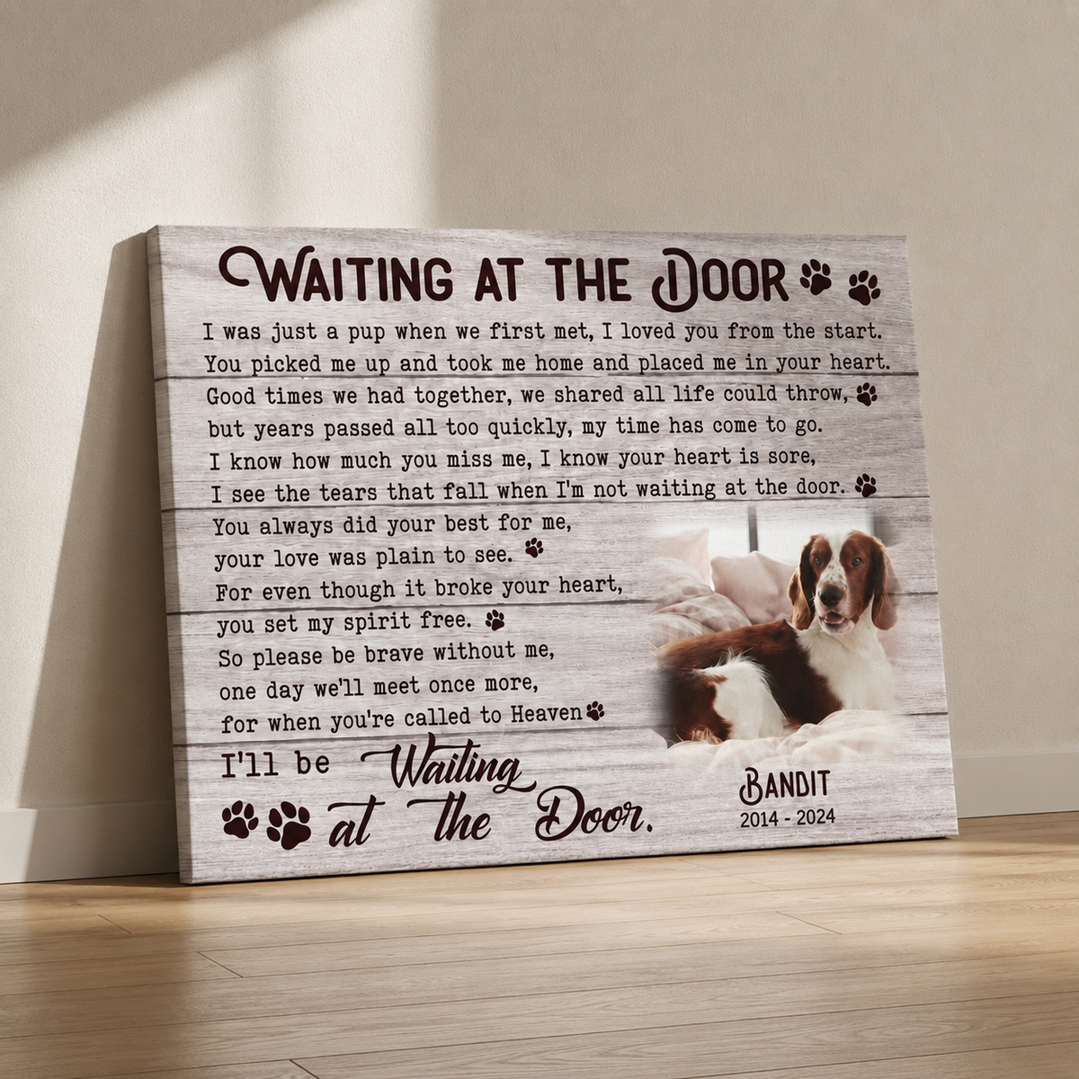 Waiting At The Door Poem | Custom Dog Memorial Canvas | Dog Memorial Gifts