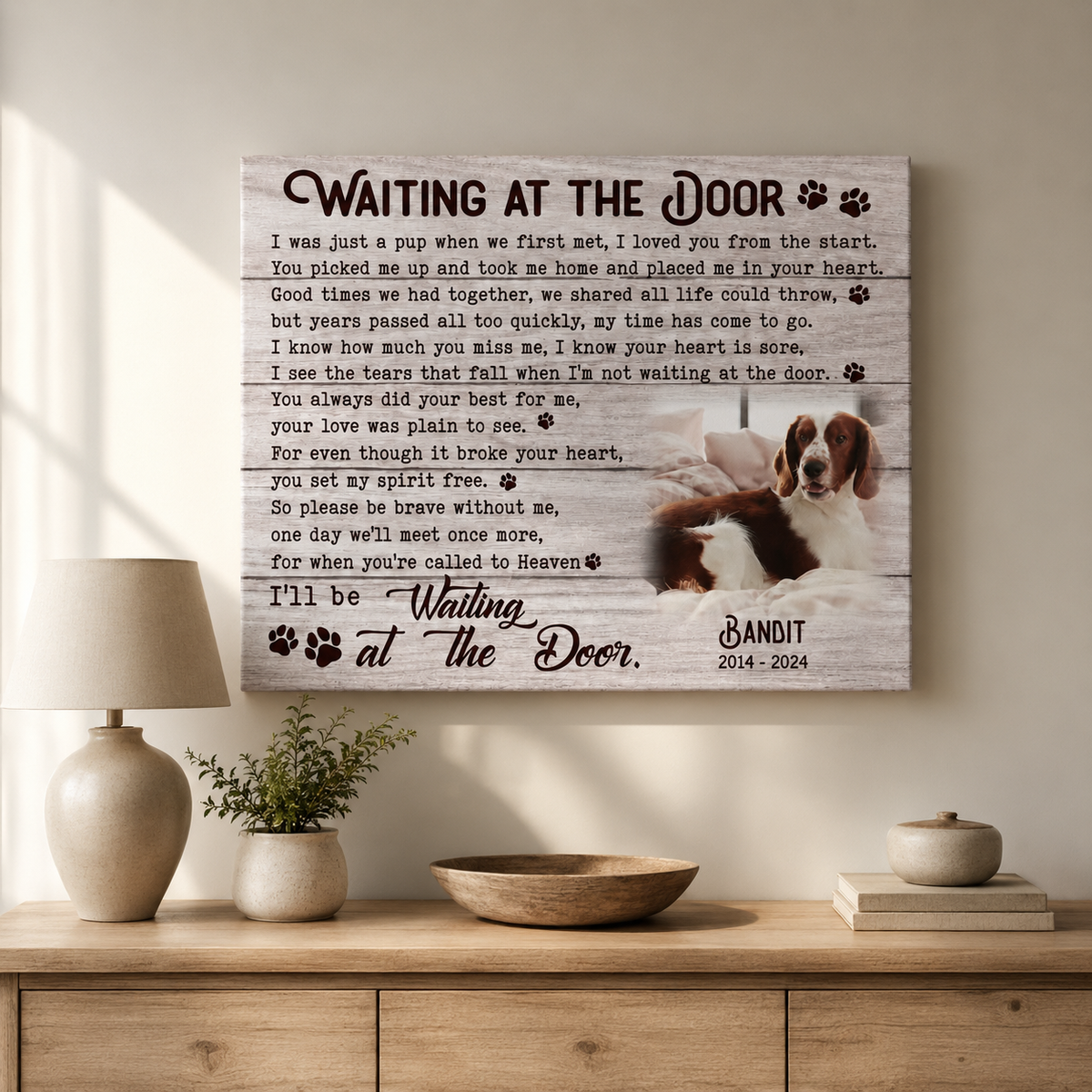 Waiting At The Door Poem | Custom Dog Memorial Canvas | Dog Memorial Gifts