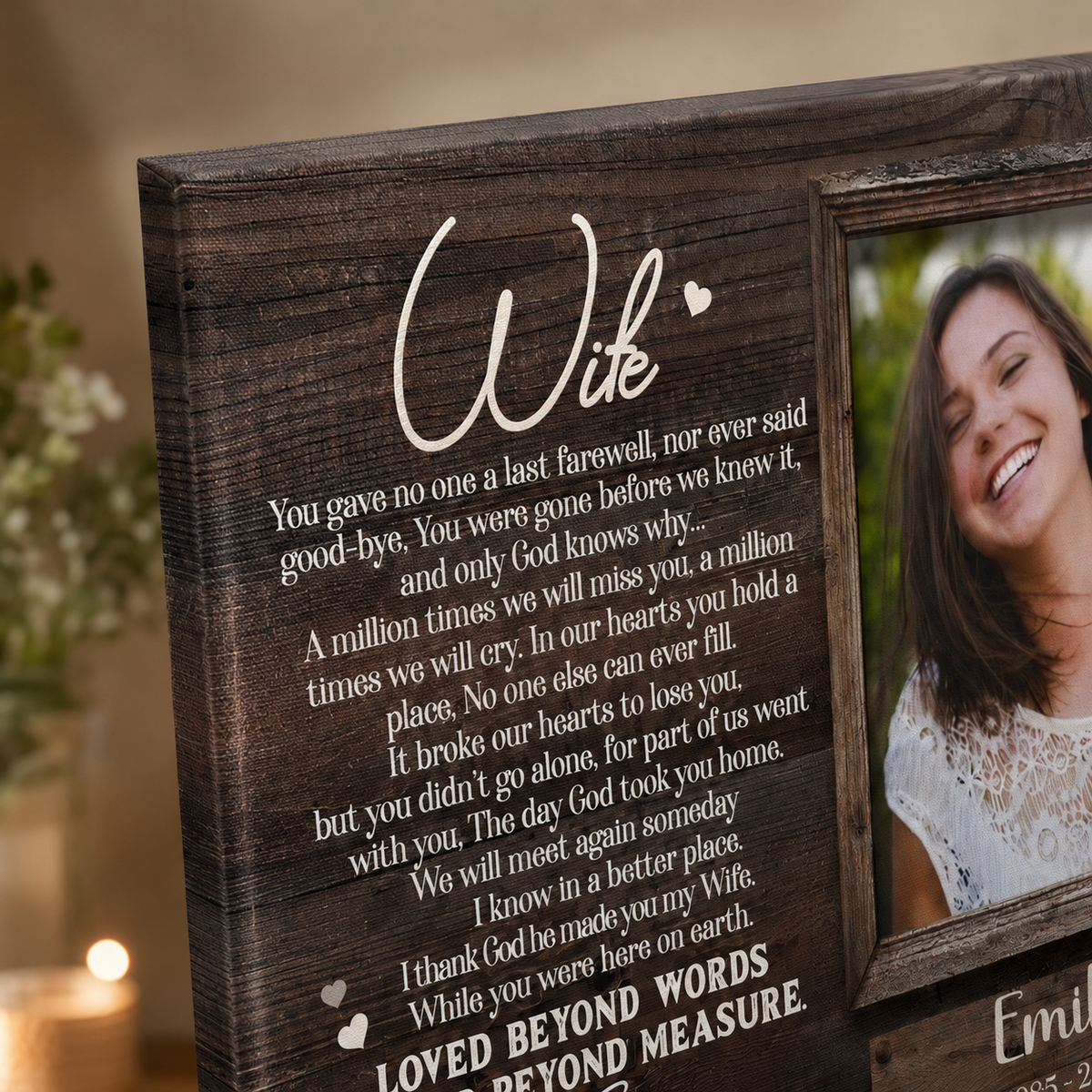 Always and Forever In Our Hearts | Custom Memorial Canvas Print