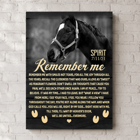 Remember Me Horse Poem | Custom Horse Memorial Canvas Print