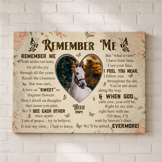 Remember Me Horse Poem | Custom Horse Memorial Canvas Print