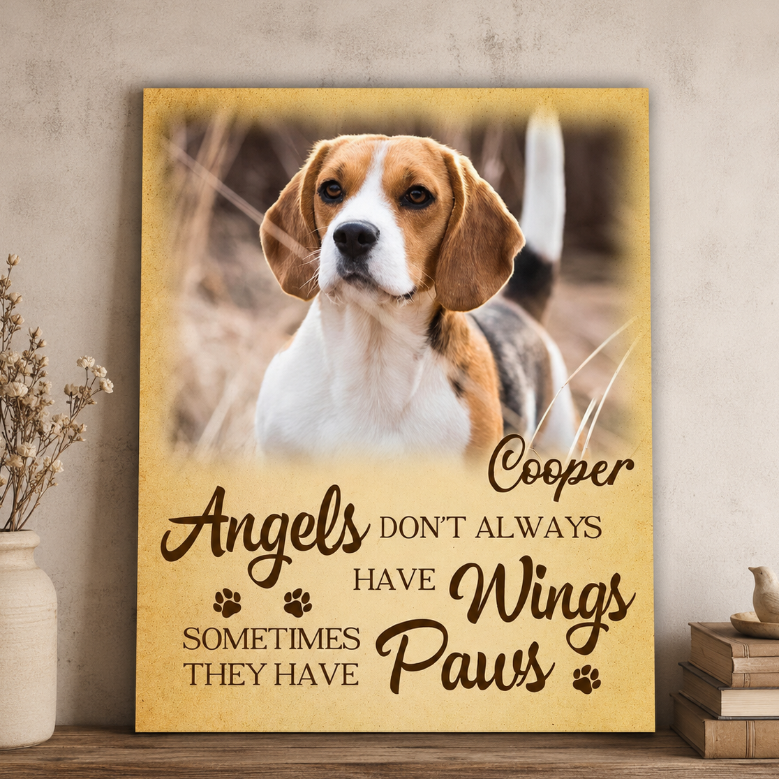 Angels Don't Always Have Wings | Custom Dog Memorial Canvas | Dog Memorial Gifts
