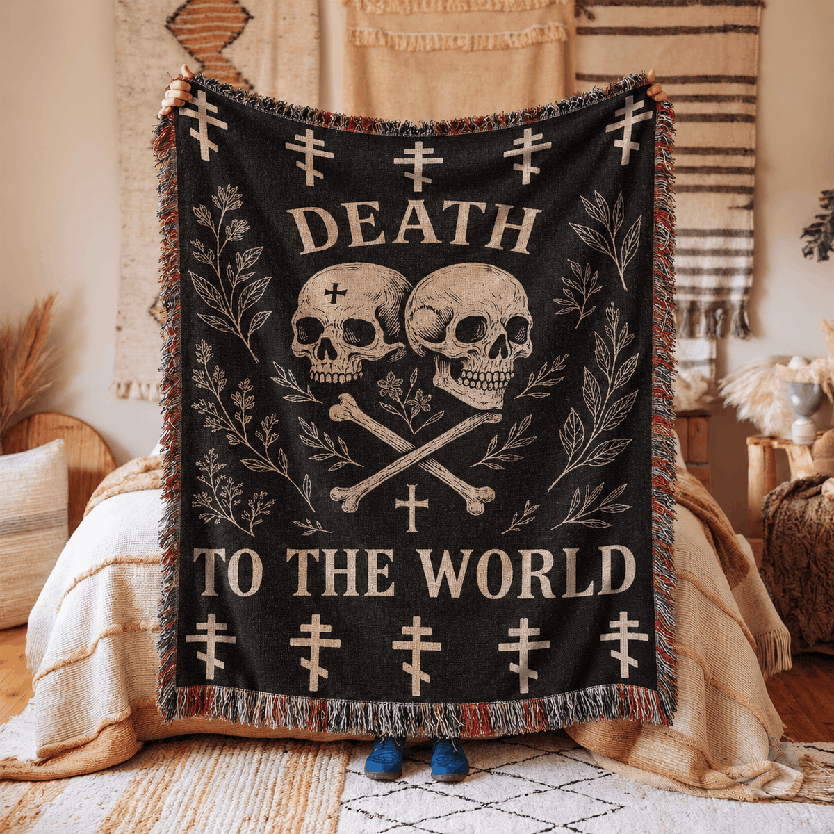 Christian Tapestry Woven Blanket | Death To The World Orthodox Christian Tapestry