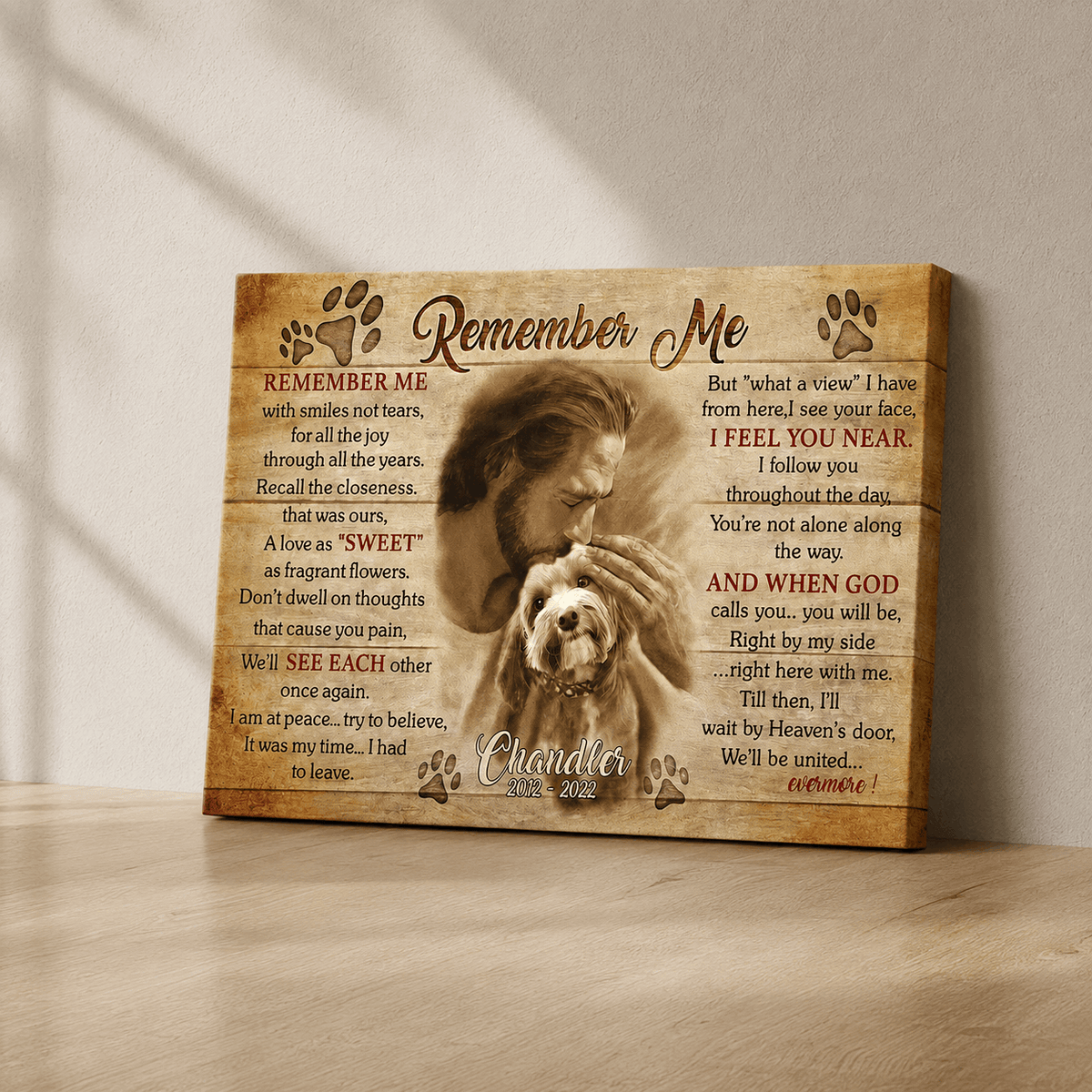 Custom Dog Memorial Canvas 
