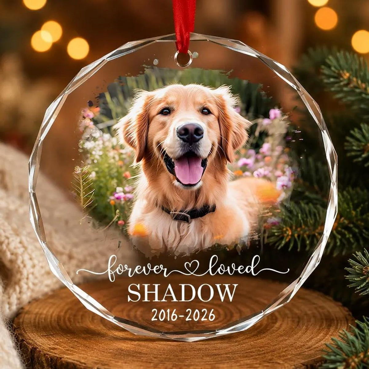 Custom Dog Memorial Crystal Ornament