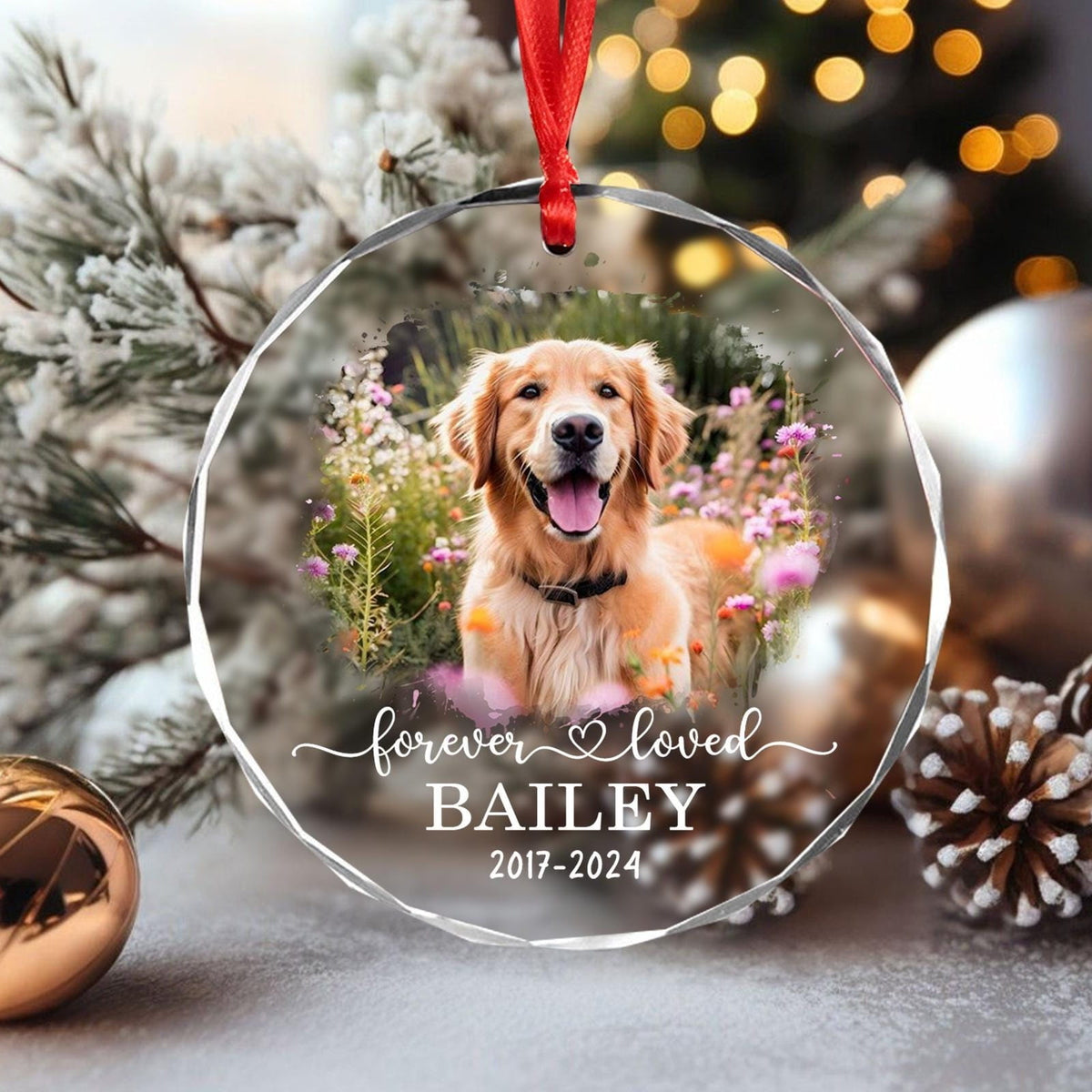Custom Dog Memorial Crystal Ornament
