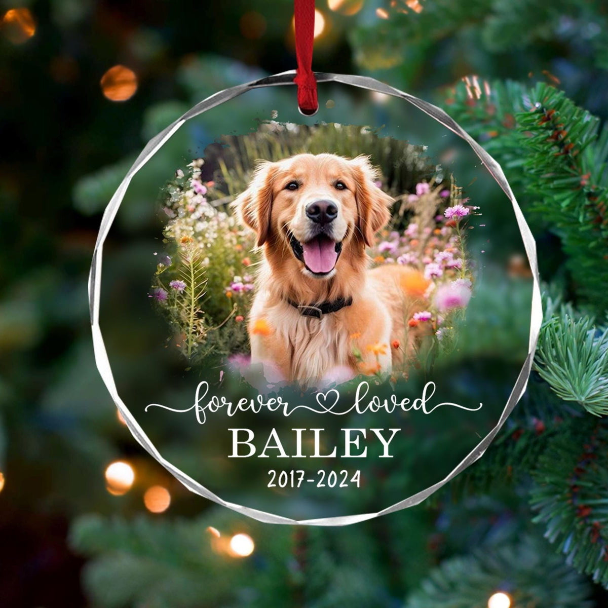 Custom Dog Memorial Crystal Ornament