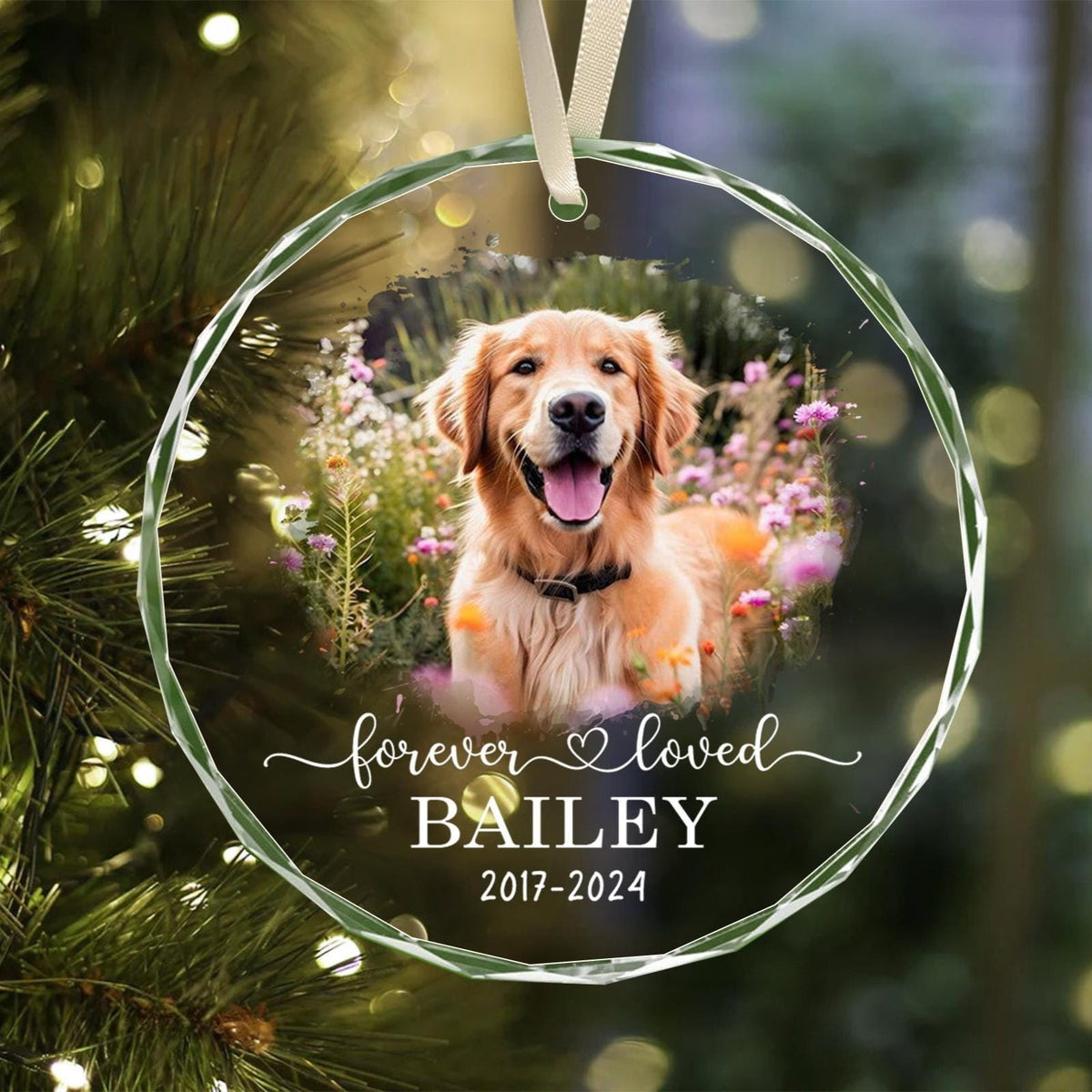 Custom Dog Memorial Crystal Ornament