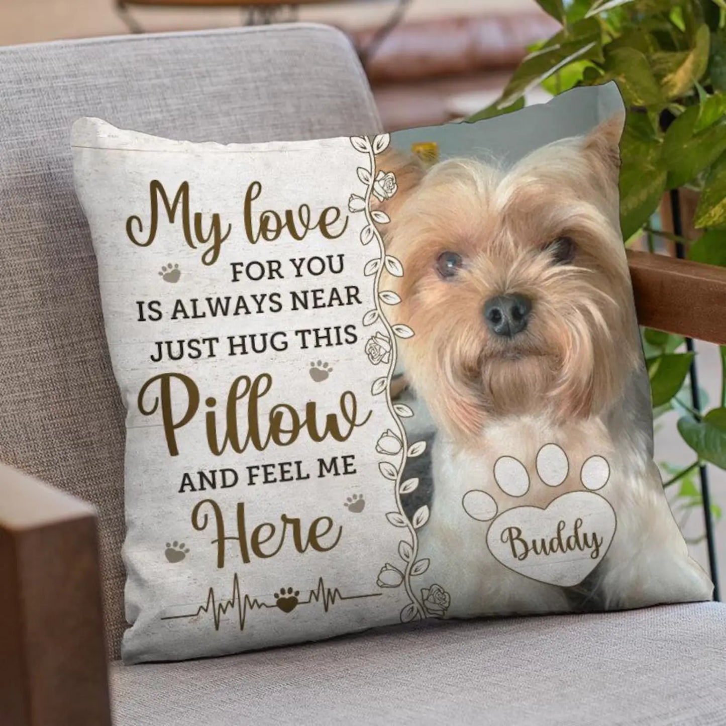 Custom Dog Memorial Canvas Throw Pillow
