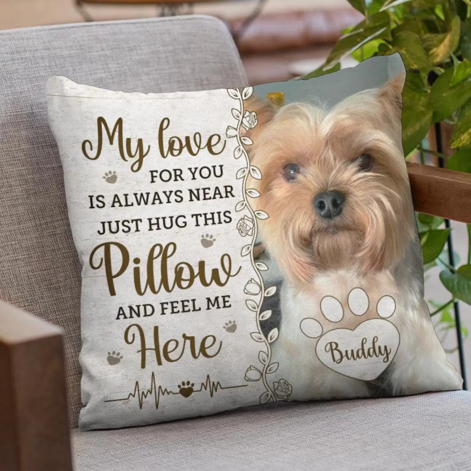 Custom Dog Memorial Canvas Throw Pillow
