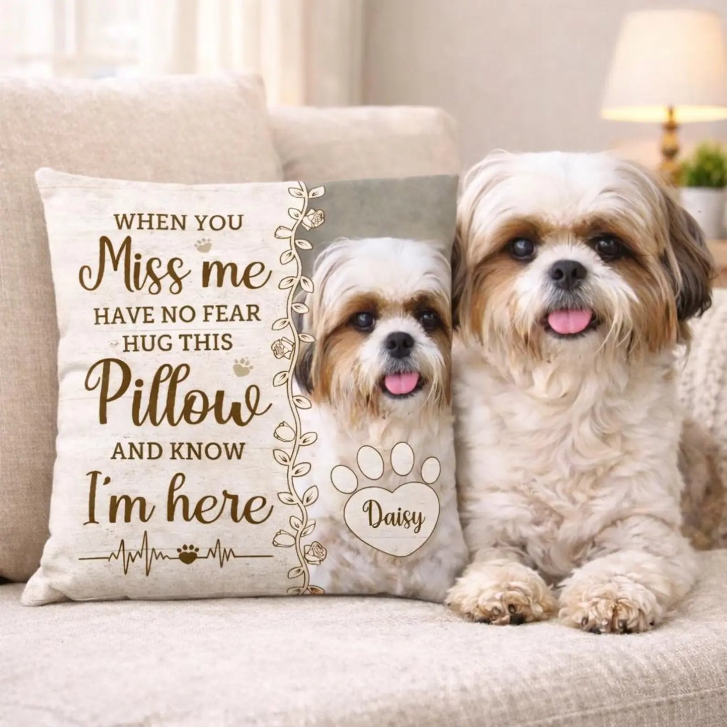 Custom Dog Memorial Canvas Throw Pillow