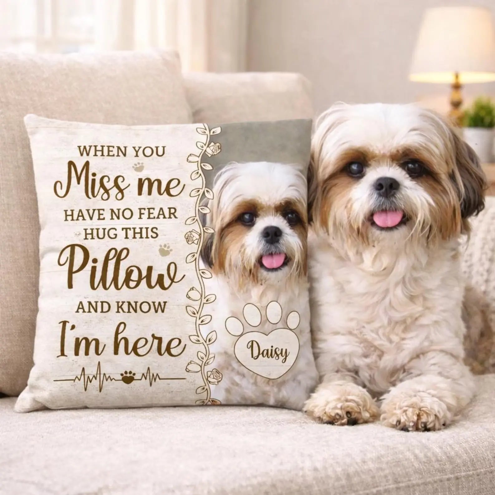 Custom Dog Memorial Canvas Throw Pillow