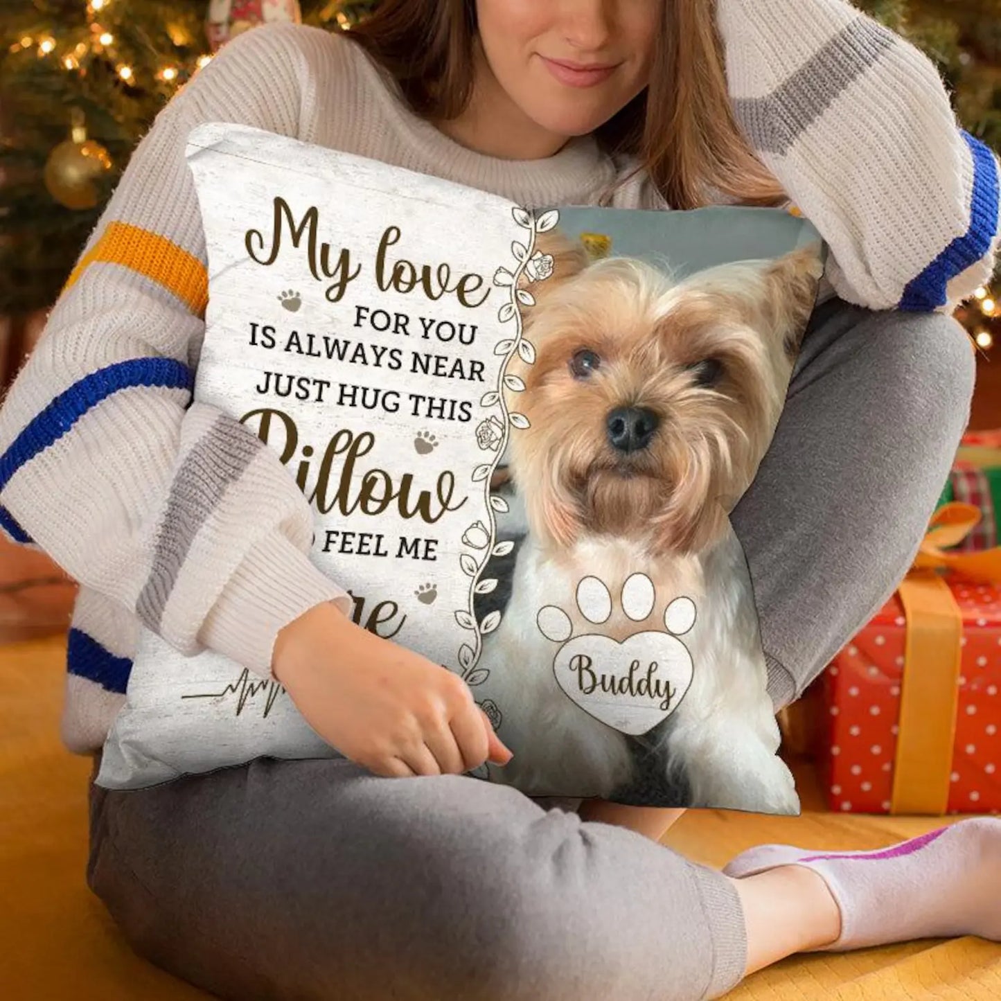 Custom Dog Memorial Canvas Throw Pillow
