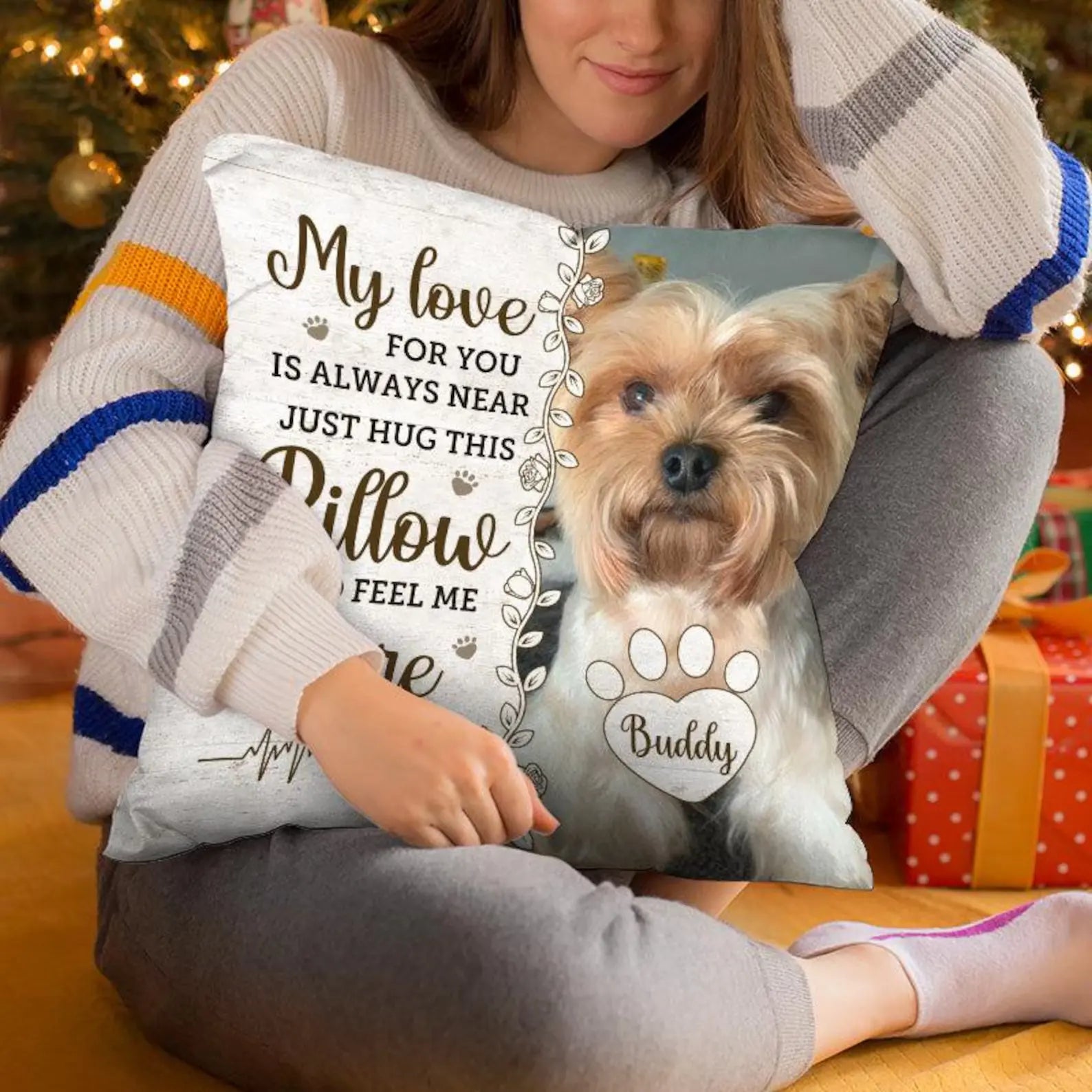 Custom Dog Memorial Canvas Throw Pillow