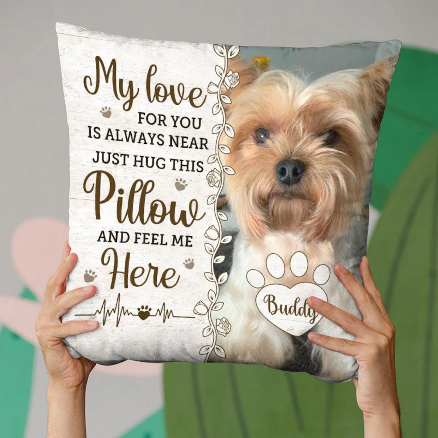 Custom Dog Memorial Canvas Throw Pillow