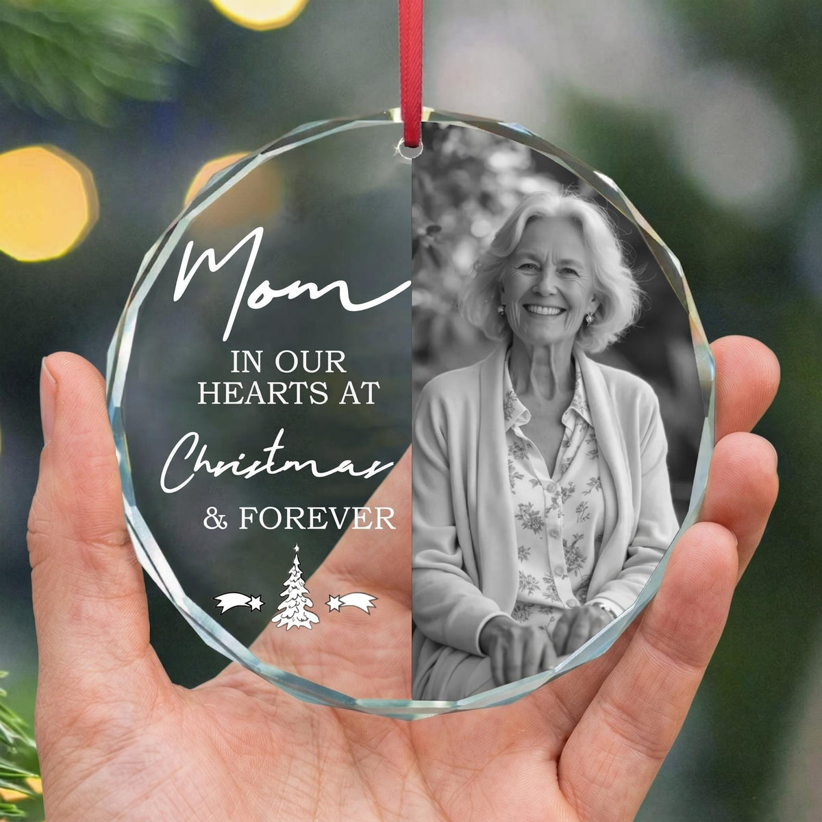 Custom Photo Memorial Crystal Ornament | Memorial Ornament Gifts