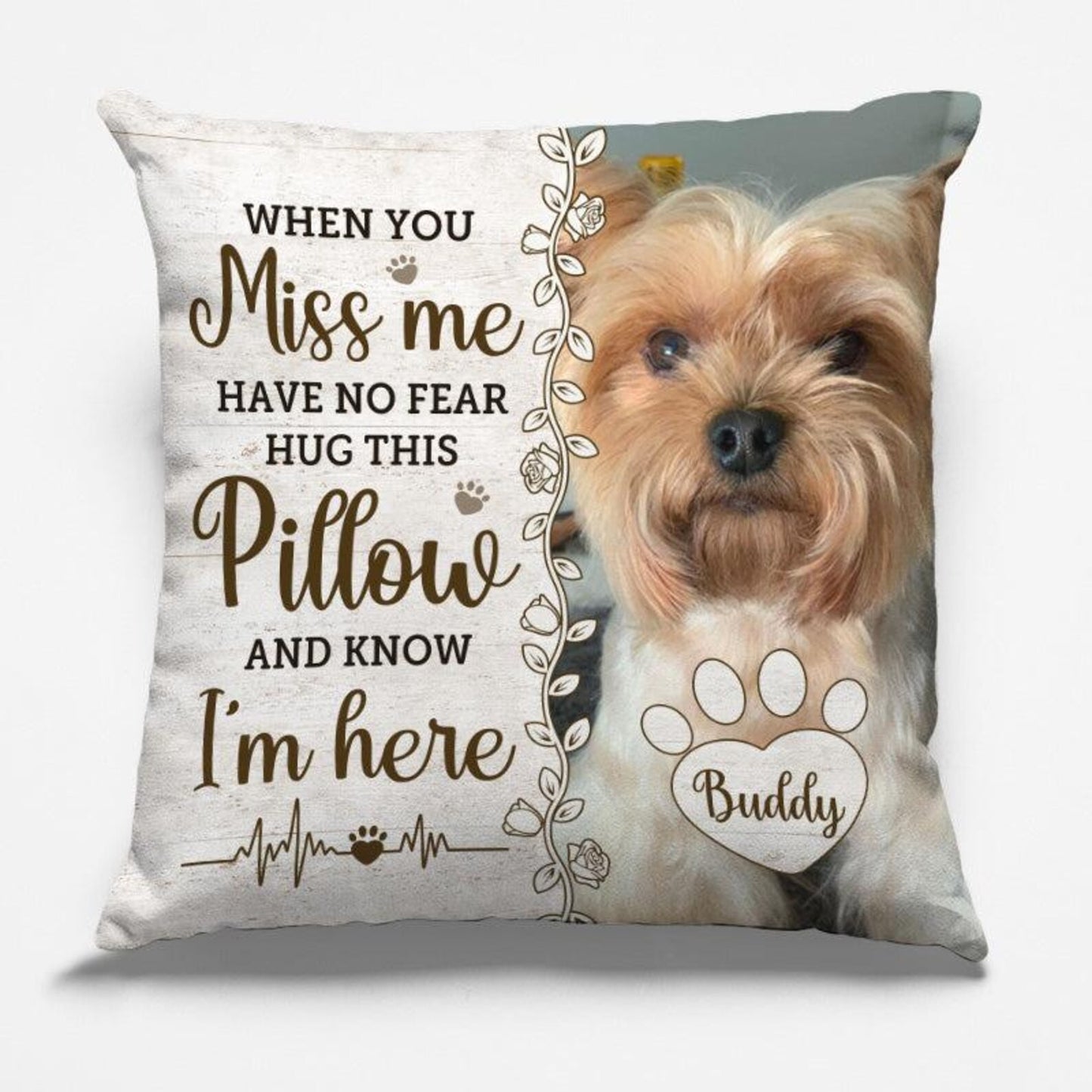 Custom Dog Memorial Canvas Throw Pillow