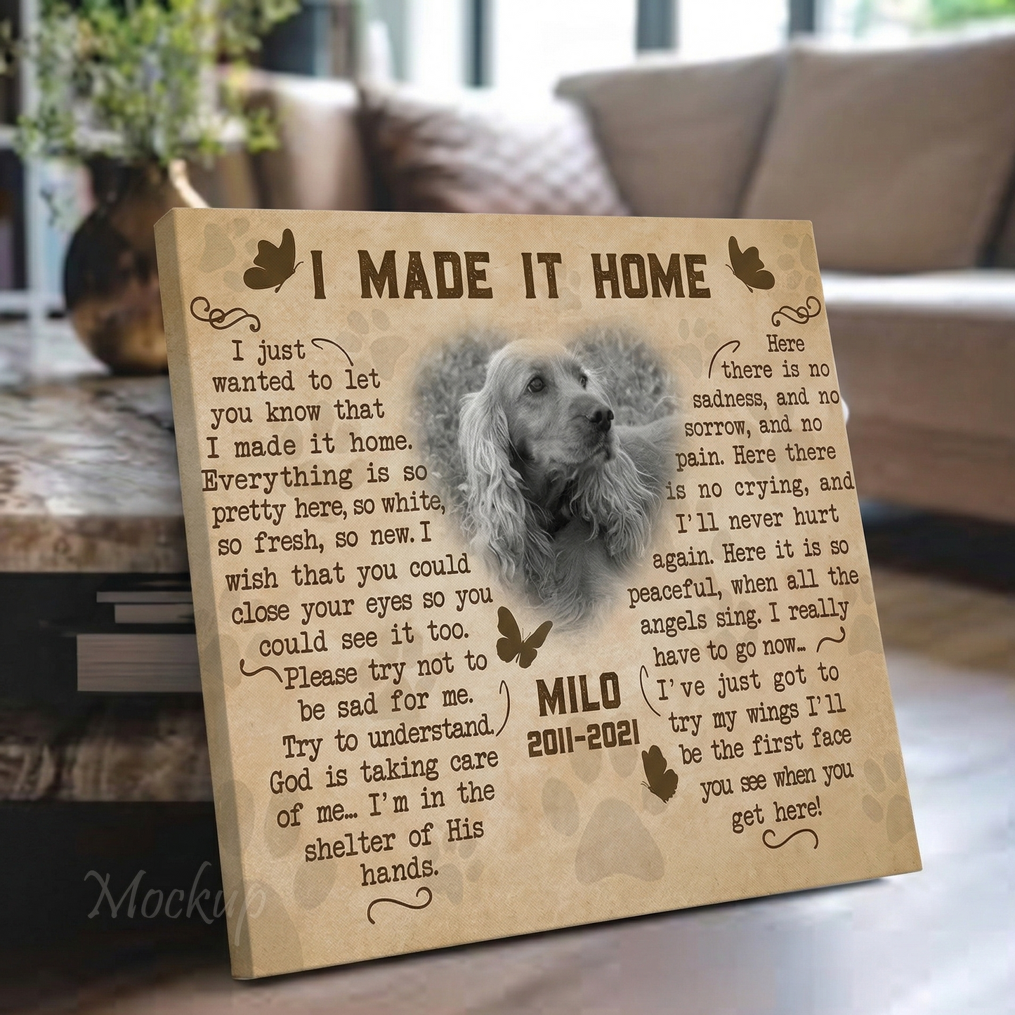 I Made It Home Poem Custom Dog Memorial Canvas Dog Memorial Gifts