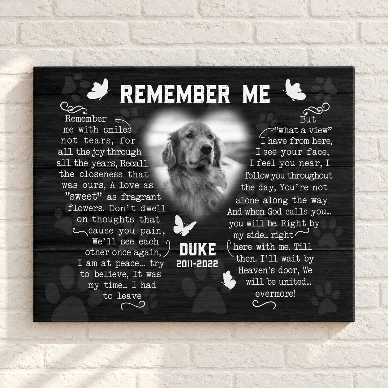Custom Dog Memorial Canvas 